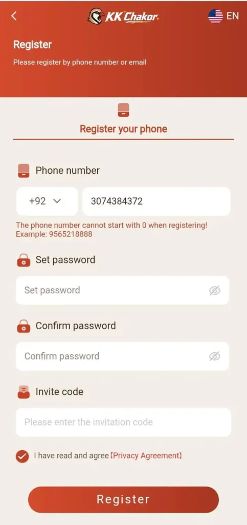 kk chakor register